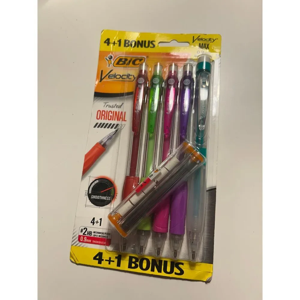 BIC Velocity‎ Max Original Mechanical Pencils 4+1 Bonus Pack Multi-Color  .9mm
